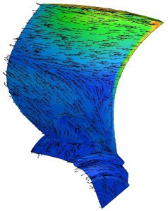 Fluid dynamics simulation of a fan blade